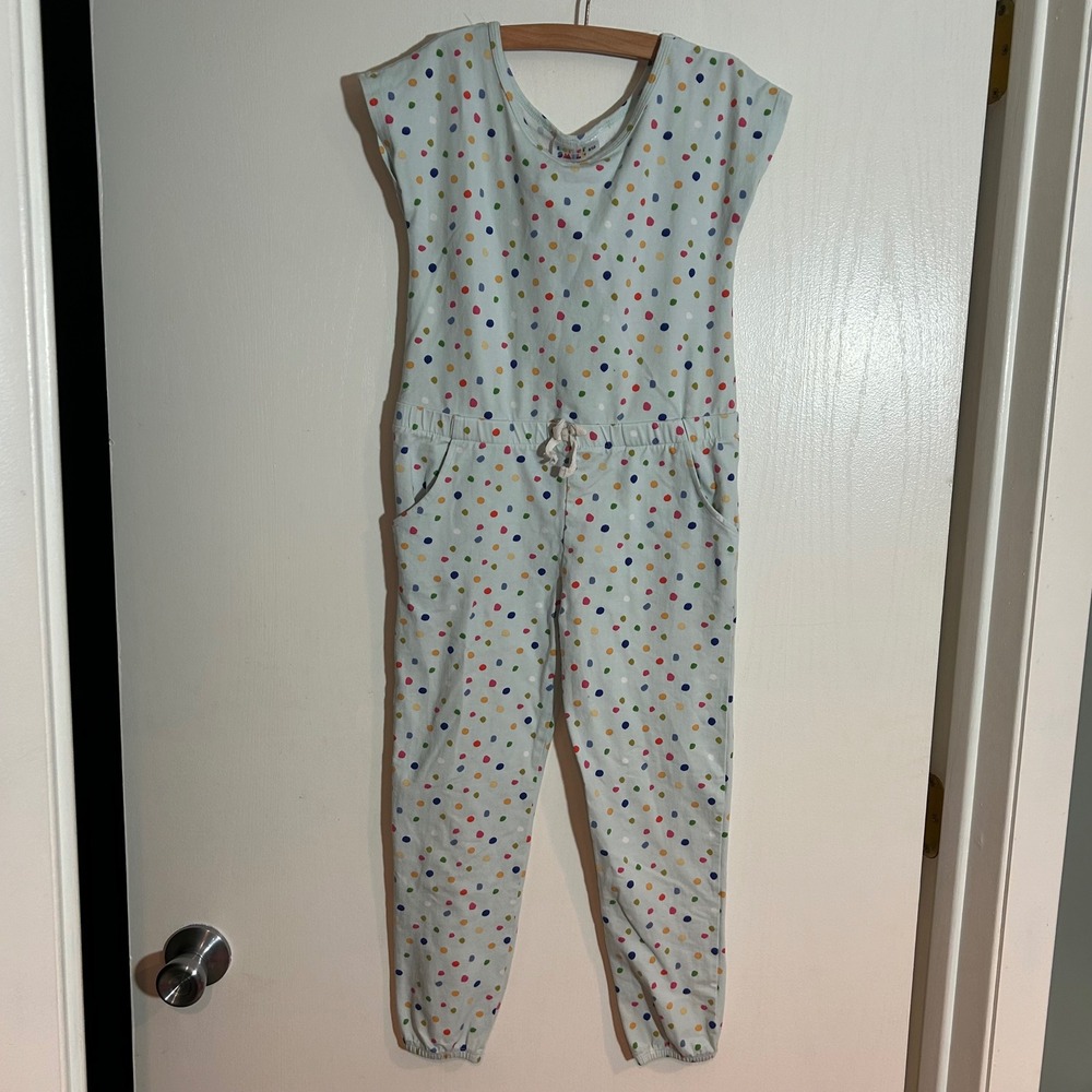Dot Dot Smile Girls Polka Dot Jumpsuit Mint Green Multi Color Size 8/10 Jogger